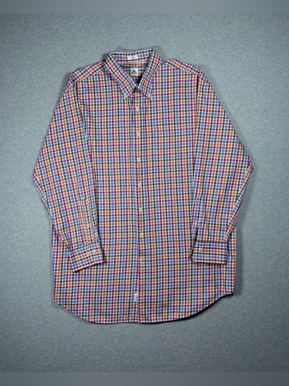 Peter Millar Button Down Shirt Mens XLT Plaid Multicolor Cotton Long Sleeve